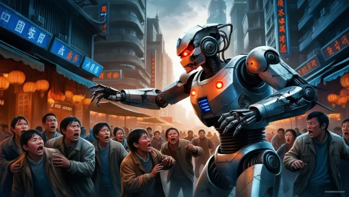 AI robot police attack in China AI robot police attack in China