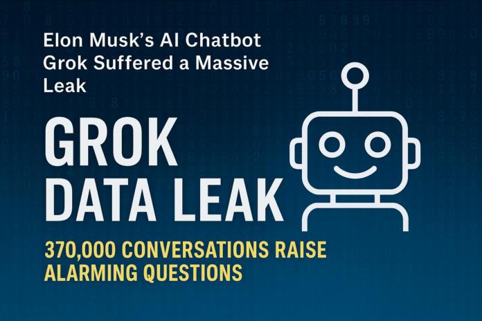 Grok data leak showing 370,000 conversations exposed in Elon Musk's AI chatbot