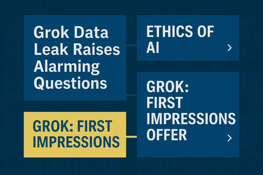Visual representation of Grok data leak connected to AI ethics, GPT-5 performance, and Anthropic government offer